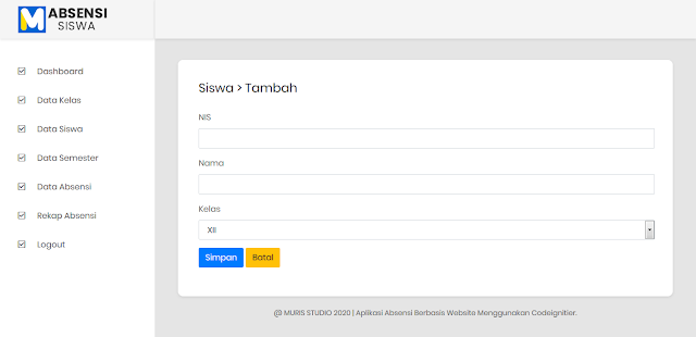 Aplikasi Absensi Siswa Sekolah Berbasis Web