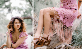 beautiful woman in pink dress
