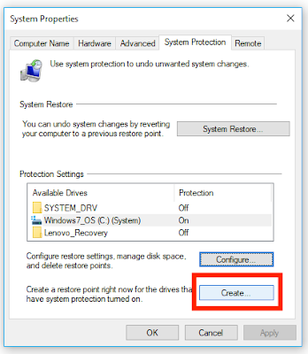 How to create a Restore Point in Windows 10?