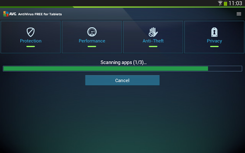 Screenshots AVG Mobile AntiVirus Security for Android tablet, phone.
