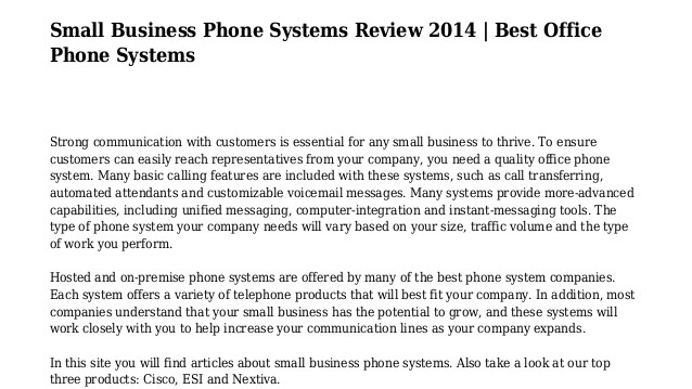 Business Telephone System - Small Business Telephone Systems Reviews