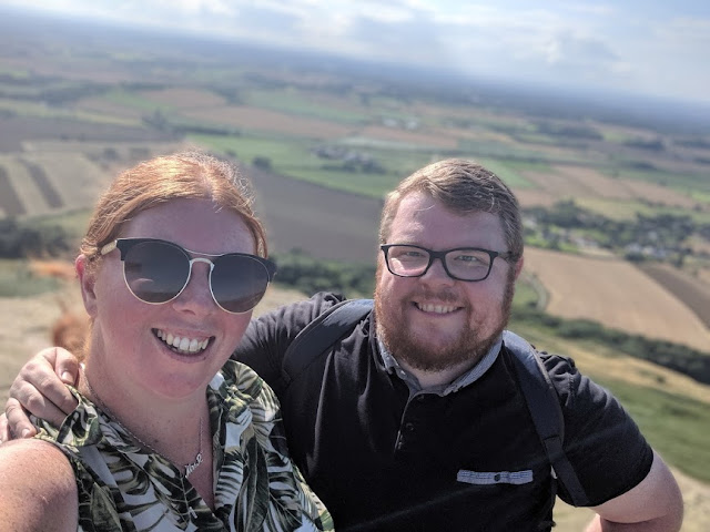 Climbing Roseberry Topping with Kids - selfie at the top