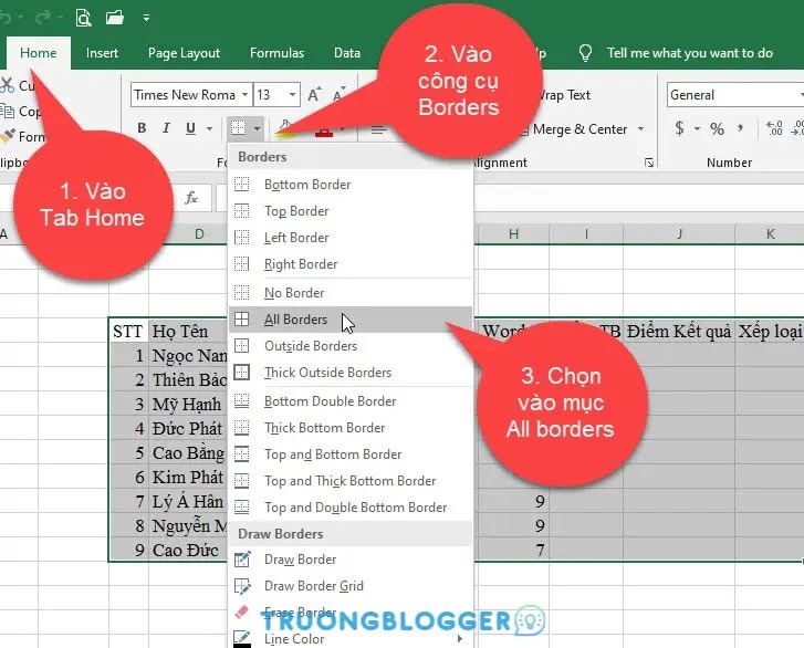 Cách tạo khung viền trong Excel cực kỳ nhanh chóng, đơn giản