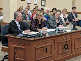 Rep Roy, Senator Spilka, and Senator Rausch at the Town Council meeting May 8, 2019