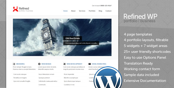 Refined WP corporate Wordpress Theme Free Download.