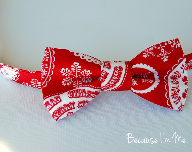 Because I'm Me red and white Christmas bow tie for boys and men.