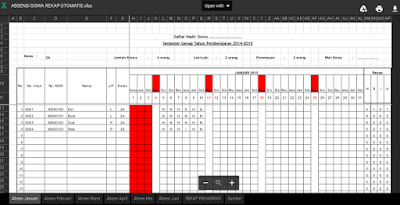 Contoh Format Absen Siswa Excel 