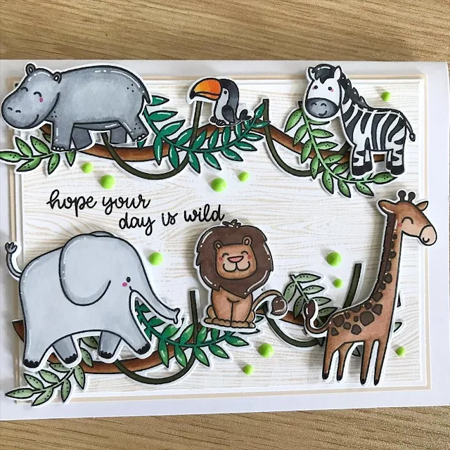 Sunny Studio Stamps: Savanna Safari Tropical Scenes Customer Card by Ahna Kloppenborg