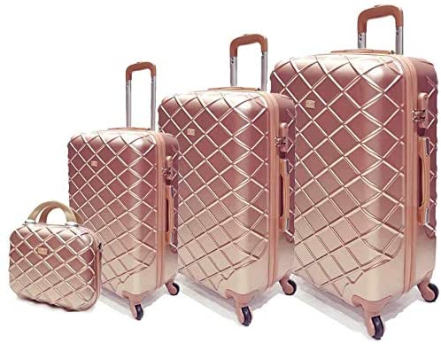 Passenger trolley hard luggage bag set Rose gold