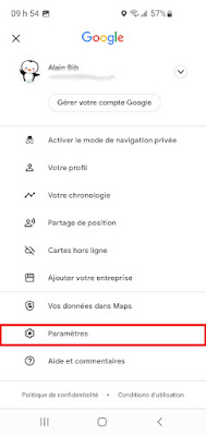 Google Maps Mode Voiture - Paramètres