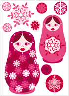 Matryoshka Wall Graphics - Pink