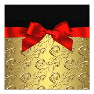 Gold, Black and Red Bow, Free Printable  Labels.