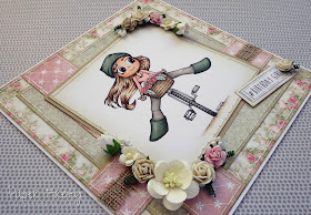 Girly floral birthday card with girl on bike (image is Pedal Power from Time for Tea)