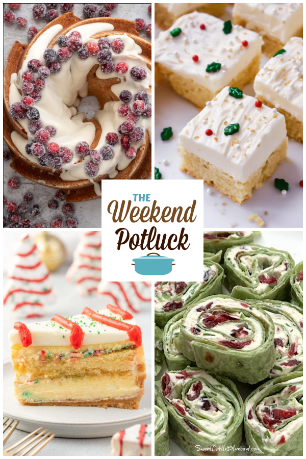 A virtual recipe swap with Christmas Cranberry Pound Cake, Sugar Cookie Bars, Little Debbie Christmas Tree Cheesecake, Cranberry Jalapeño Pinwheels and dozens more!
