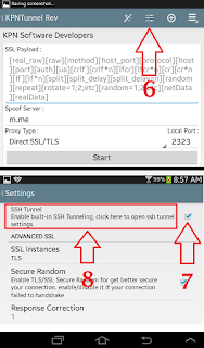 Open the SSH Settings, tick the checkbox to enable SSH Tunnel, then tap the SSH Tunnel area to open its advanced settings.