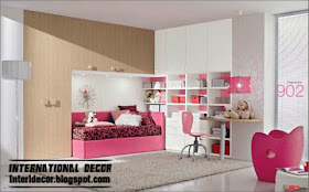 stylish kids bedroom furniture with pink bed and accessories