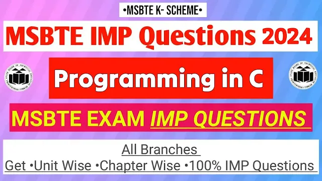 312303 Programming in C Important Questions for MSBTE K Scheme Exam