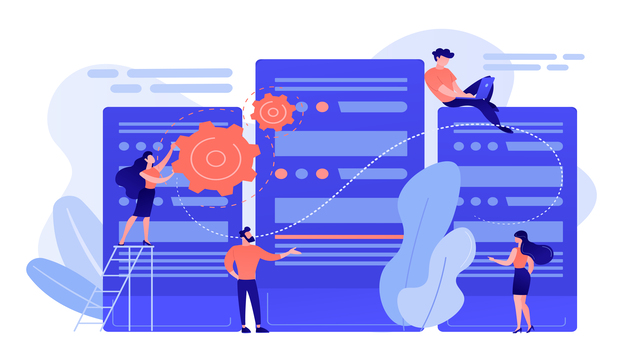 drawing of people working with 3 key benefits of data integration on mobile devices