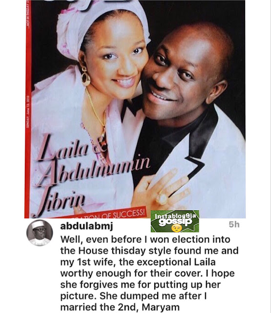 Hon. Jibrin, former Chairman of the House of Rep. Committee on Appropriation, shares a picture of his beautiful first wife that dumped him