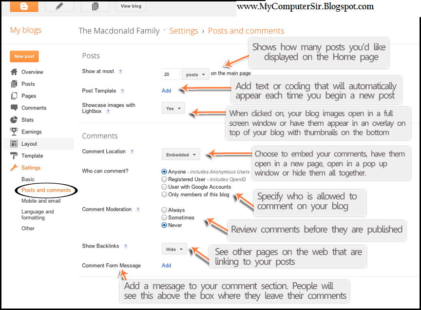 How to do Special Setting in Blogger Blog