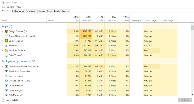 Kiểm tra card màn hình bằng Task Manager