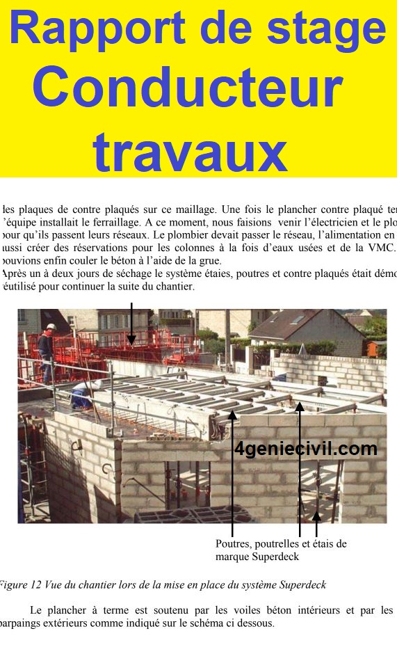 Exemple Rapport De Stage Conducteur Travaux Batiment Cours Btp