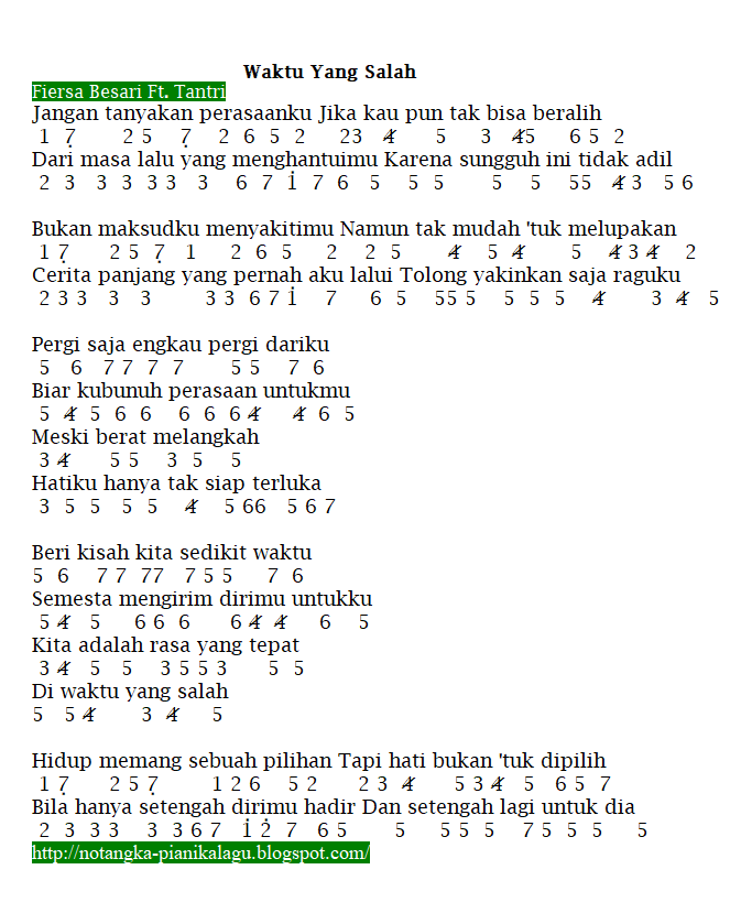 Not Pianika Waktu Yang Salah (Fiersa Besari Ft. Tantri)