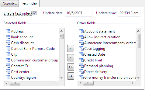 Global Search - Table Setup - Text Index