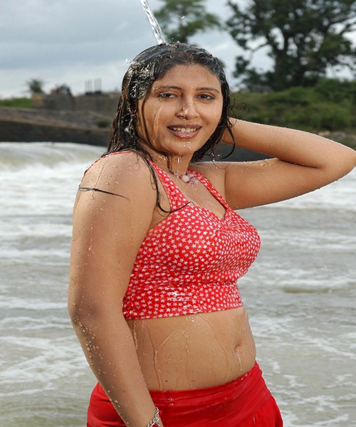 Ranjitha Sexy Wallpapers | Ranjitha Bathing Red Top Pics
