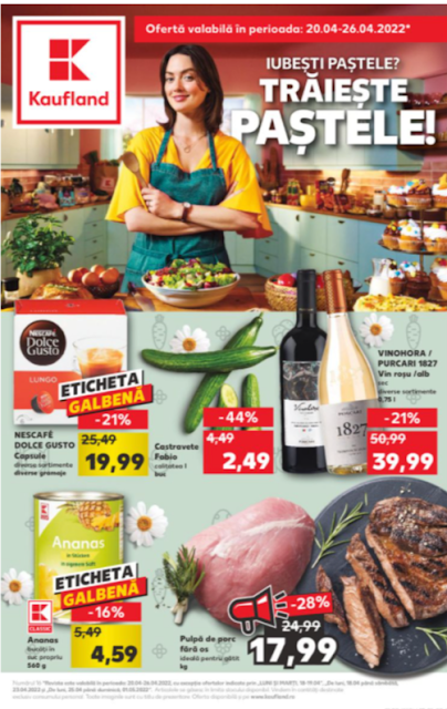 Kaufland Promotii + Catalog - Brosura 20-26.04 2022 → PASTE| Pana la -50% Oferte Kaufland Card | Ofertele STARTUL SAPTAMANII 18.04