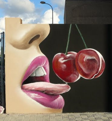 3D graffiti fruits apple image
