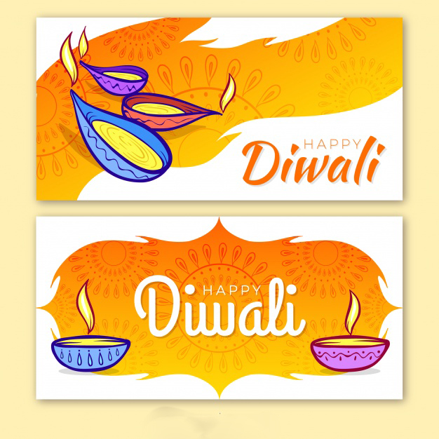 Beautiful Diwali Greeting with professional design diyas