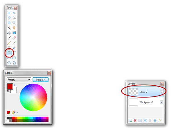 Tambahkan layer baru kemudian atur jenis font, ukuran font dan warna font.