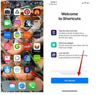 Cara membuat Shortcut Driving Directions  di aplikiasi Shortcut baru  iOS 12