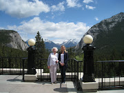 Bella in Banfflooking out from Banff Springs Hotel (banff birthday weekend )