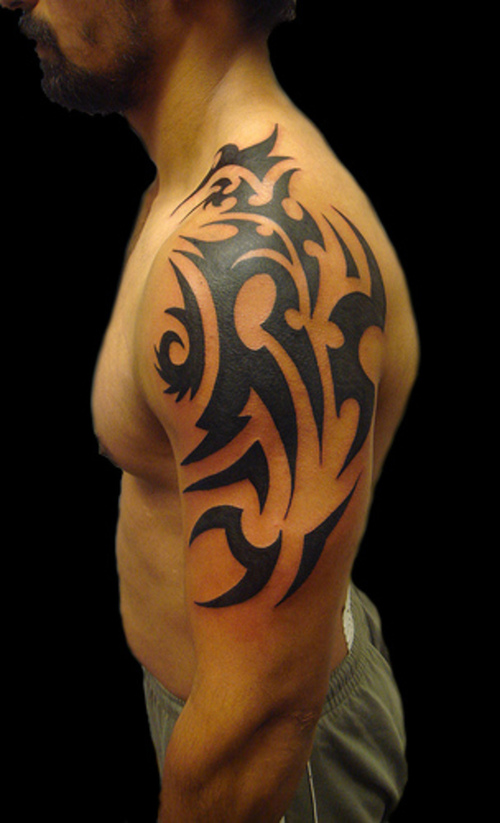 tribal tattoos on shoulder and chest. Tribal Tattoo Shoulder And