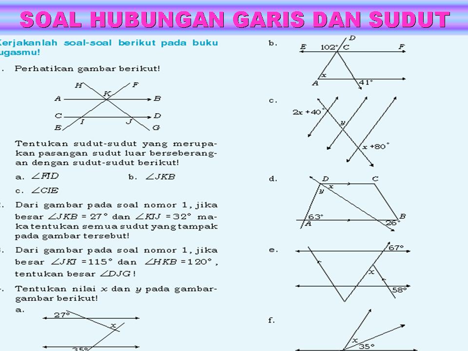 HUBUNGAN GARIS DAN SUDUT  SOAL Belajar TIK dan  