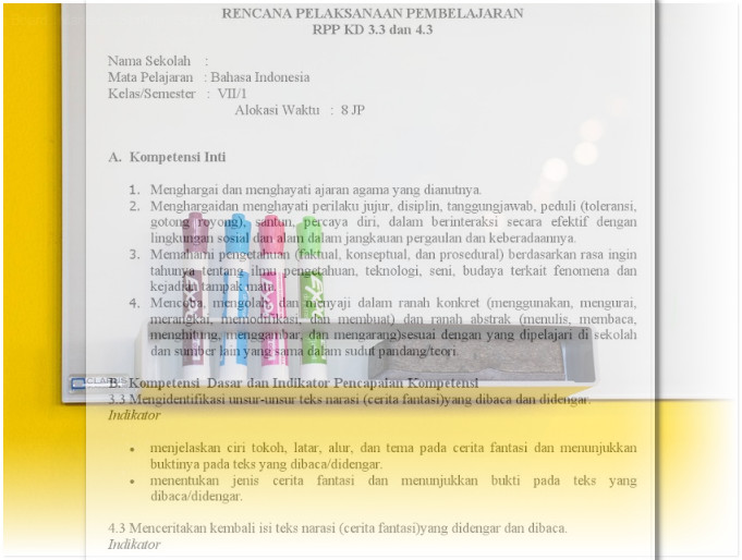  Sebagai penunjang kelancaran proses acara mencar ilmu mengakar  RPP K13 Bahasa Indonesia Sekolah Menengah Pertama Kelas 7 Hasil Revisi 2017 Lengkap