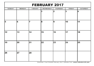 Free Printable Calendar February 2017