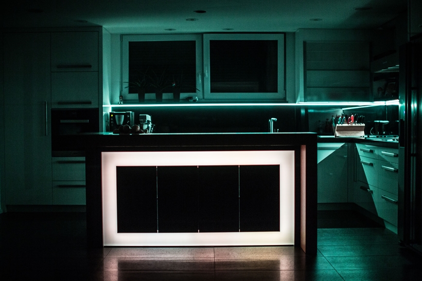 Led light on kitchen island