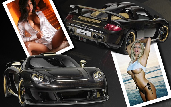 porsche_and_hot Women_wallpaper