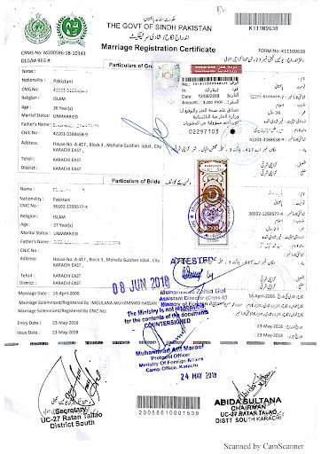 Nadra Marriage Certificate Pakistan Online Sample