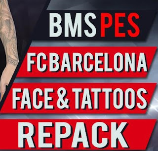  PES 2018 FC Barcelona Faces and Tattoos RePack by bmS