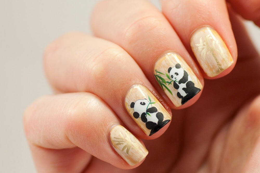 2 bamboo and panda nail art