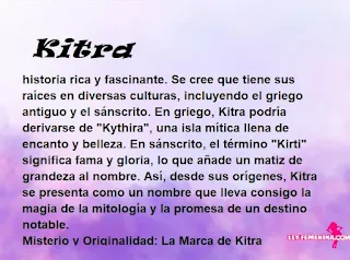 ▷ Significado del nombre Kitra (✔)