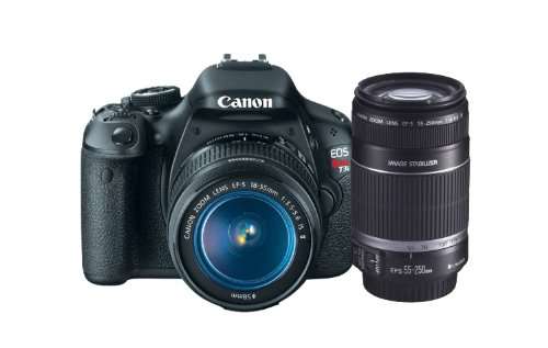 Canon EOS Rebel T3i 18 MP CMOS APS-C Sensor DIGIC 4 Image Processor Digital SLR Camera with EF-S 18-55mm f/3.5-5.6 IS Lens + Canon EF-S 55-250mm f/4.0-5.6 IS Telephoto Zoom Lens