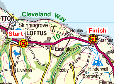 Map of the Loftus-Staithes area