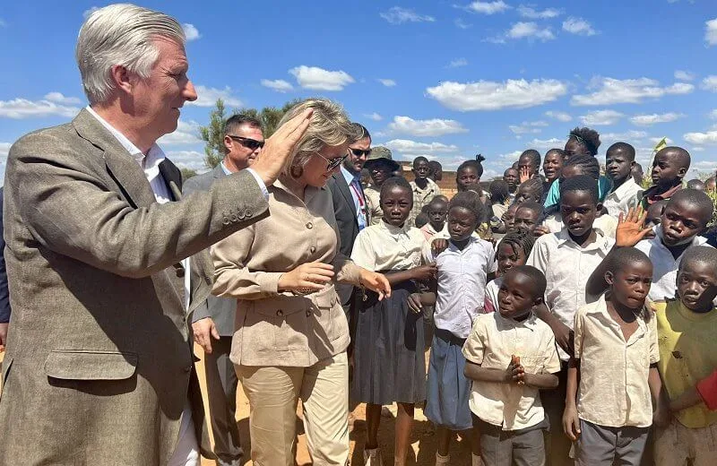 King Philippe and Queen Mathilde and Minister Meryame Kitir and State Secretary for Scientific Policy Thomas Dermine