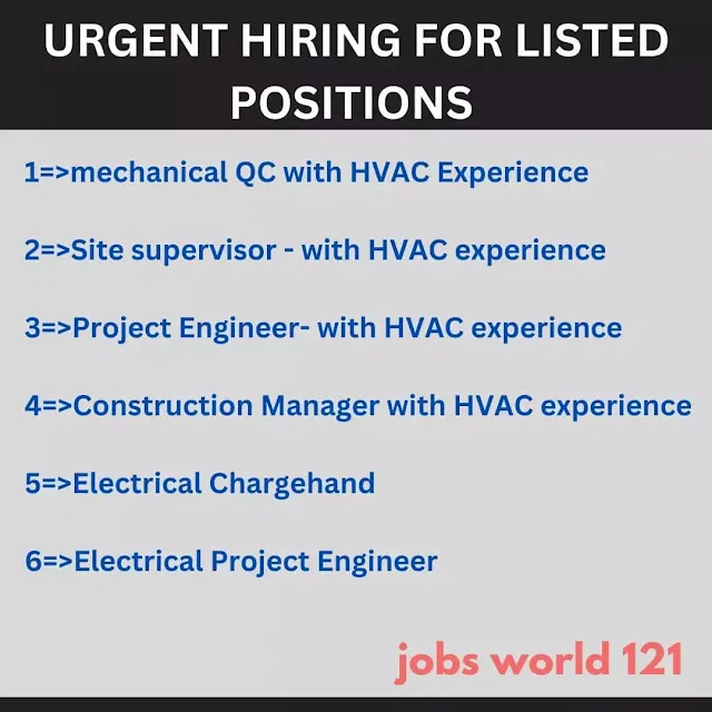 URGENT HIRING FOR LISTED POSITIONS URGENT HIRING FOR LISTED POSITIONS