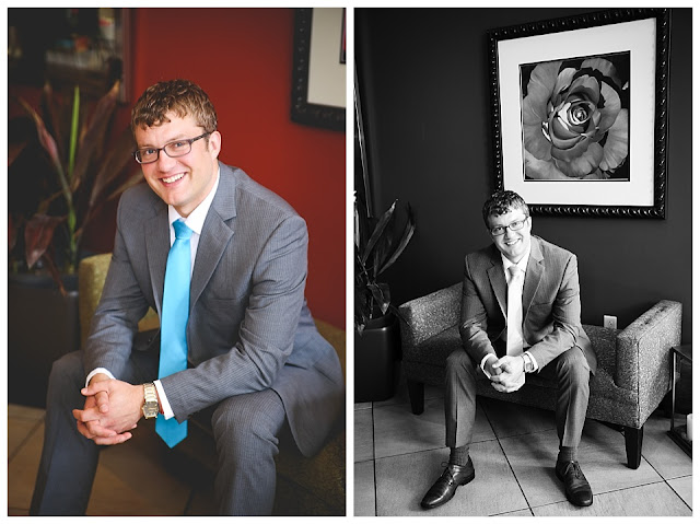 portraits of groom at Hilton Garden Inn in Terre Haute, Indiana